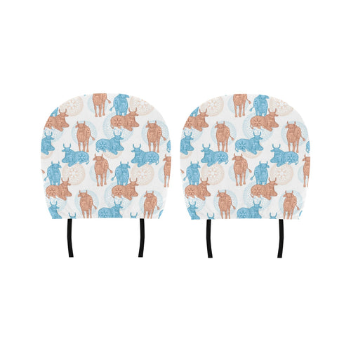 Cow Tribal Pattern Car Headrest Cover