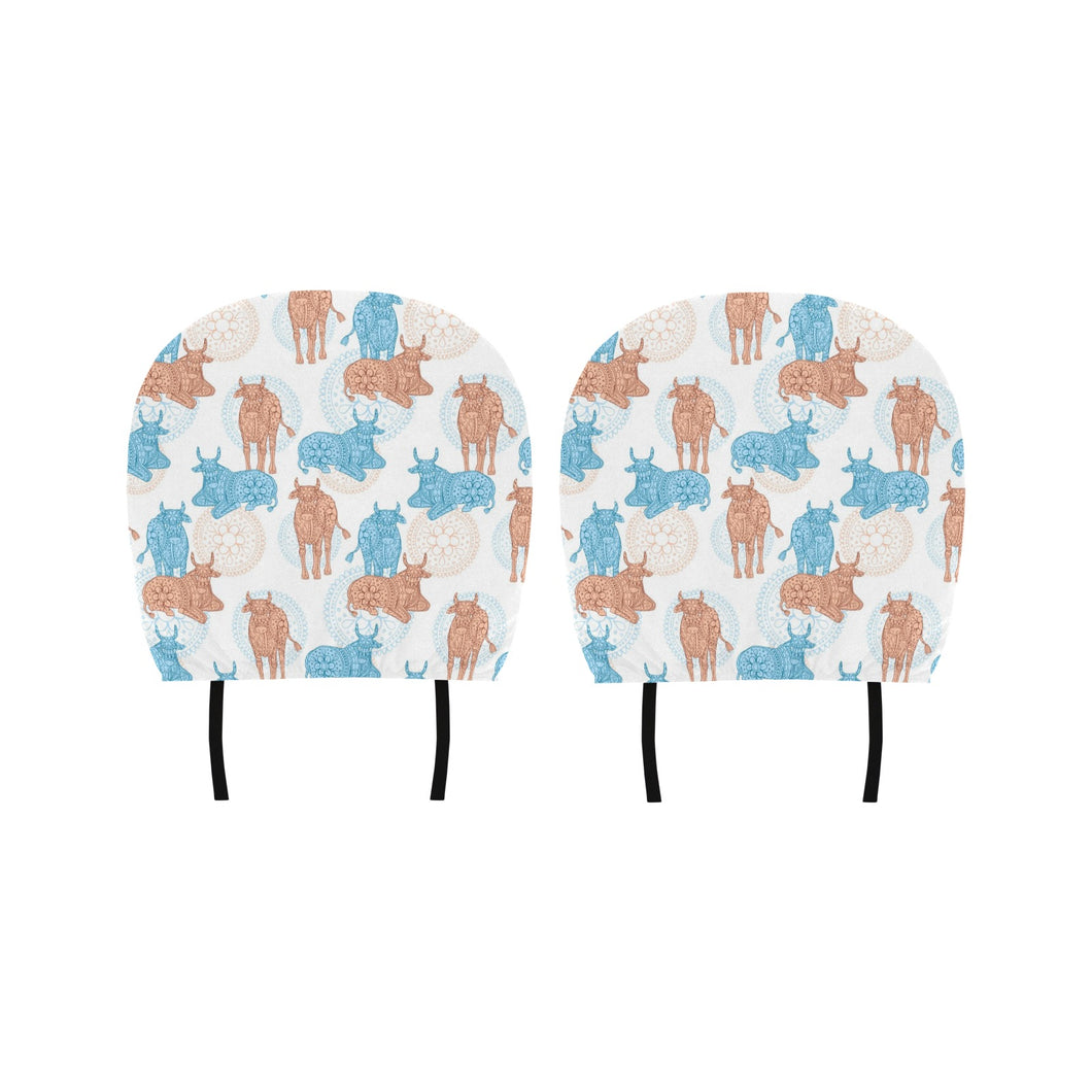 Cow Tribal Pattern Car Headrest Cover