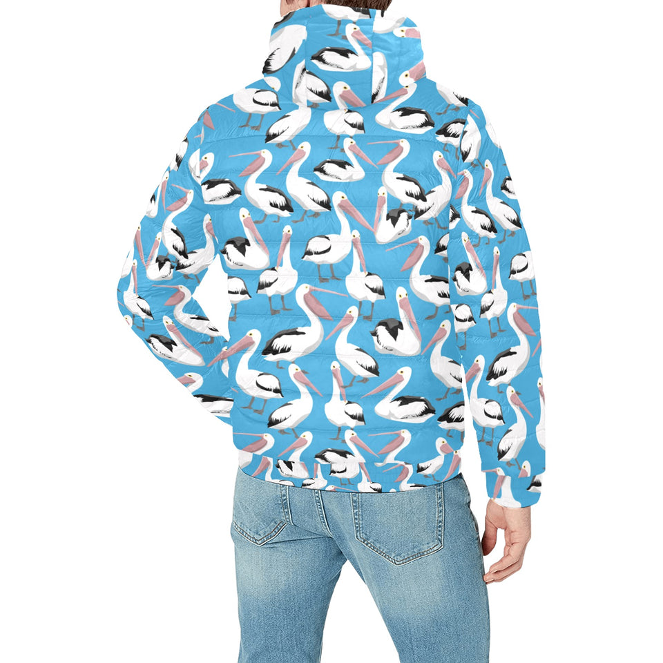 Pelican Pattern Print Design 04 Men's Padded Hooded Jacket(ModelH42)