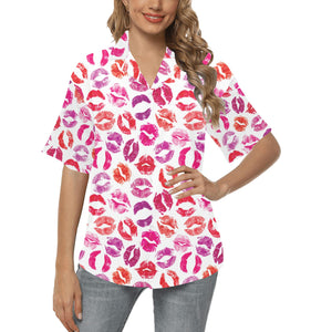 Lips Pattern Print Design 04 Women's All Over Print Hawaiian Shirt