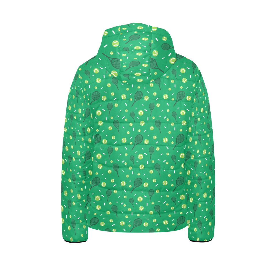 Tennis Pattern Print Design 03 Kids' Boys' Girls' Padded Hooded Jacket