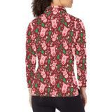 Pig Pattern Print Design 01 Women's Long Sleeve Polo Shirt