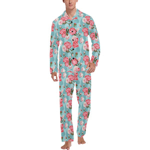 Rose Pattern Print Design 03 Men's Long Pajama Set