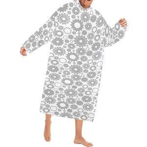 Gear Pattern Print Design 03 Blanket Robe with Sleeves