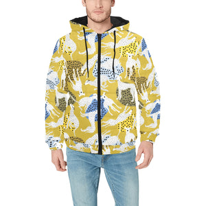 Greyhound Pattern Print Design 02 Men's Padded Hooded Jacket(ModelH42)