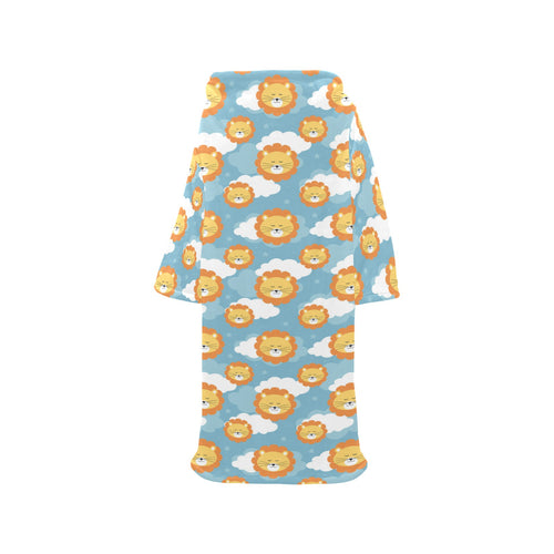 Lion Pattern Print Design 05 Blanket Robe with Sleeves