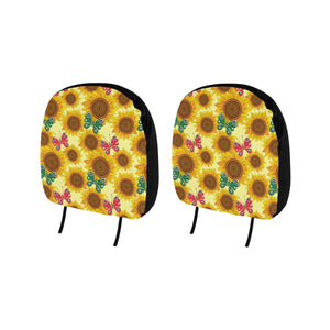 Sunflower Butterfly Pattern Car Headrest Cover