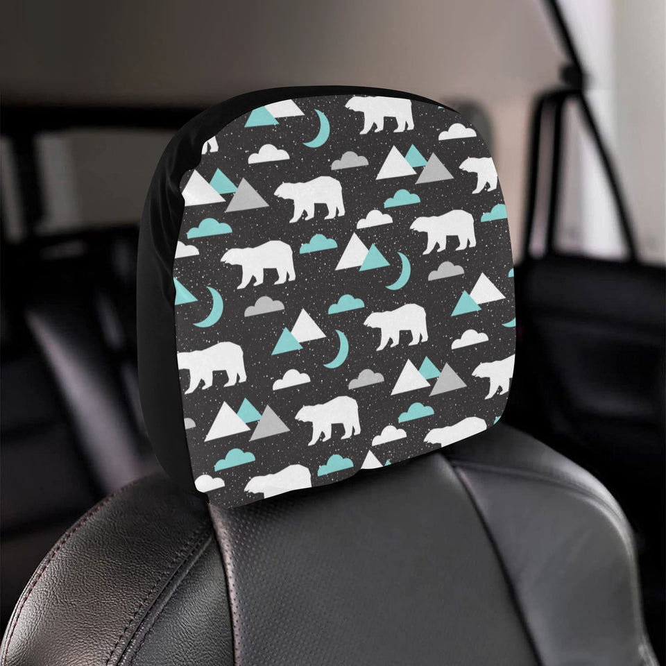 Polar Bear Moon Pattern Car Headrest Cover