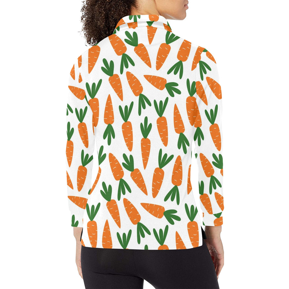 Carrot Pattern Print Design 05 Women's Long Sleeve Polo Shirt