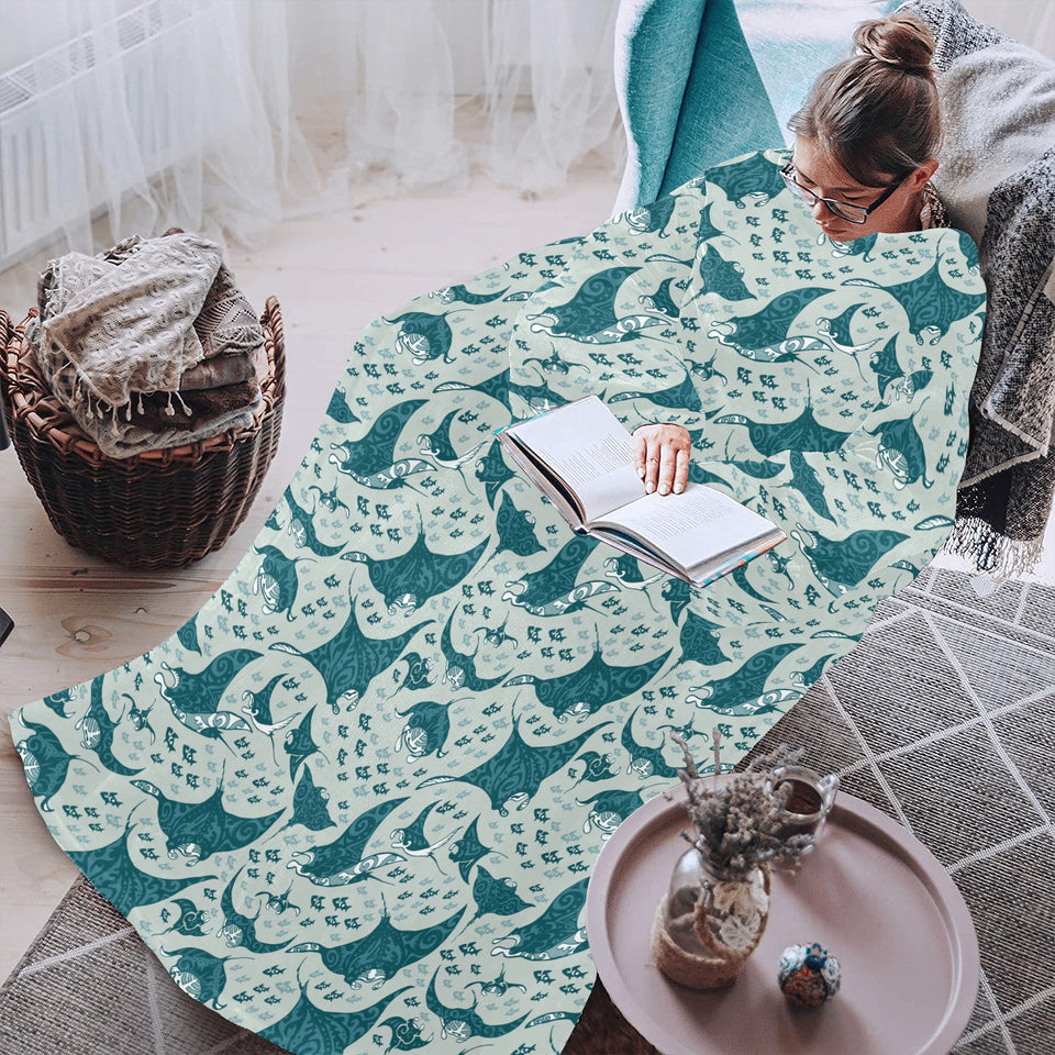 Stingray Pattern Print Design 01 Blanket Robe with Sleeves