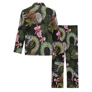 Snake Leaves Coconut Pattern Men's Long Pajama Set