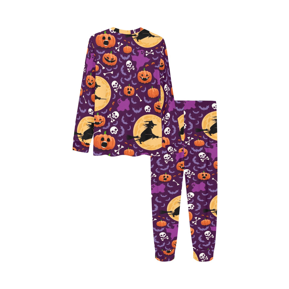 Halloween Pumpkin Witch Pattern Kids' Boys' Girls' All Over Print Pajama Set