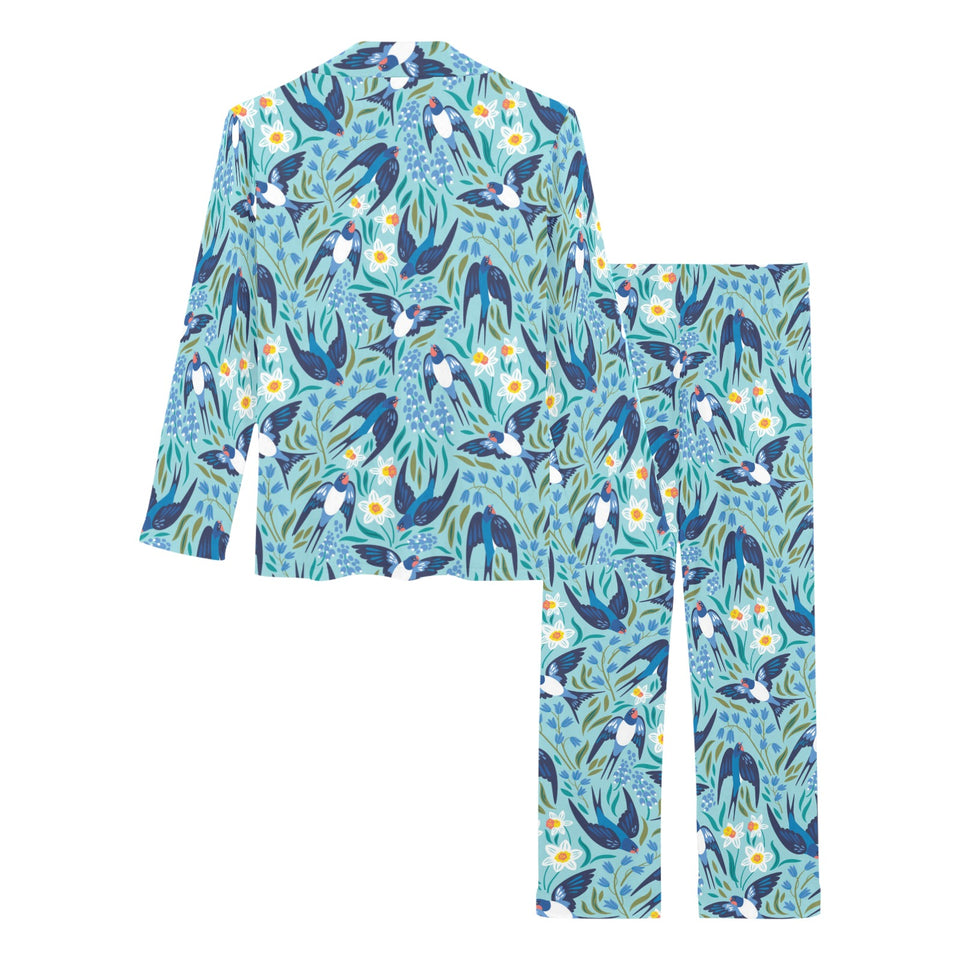 Swallow Pattern Print Design 05 Women's Long Pajama Set