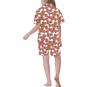 Sun Glasses Pattern Print Design 01 Kids' Boys' Girls' V-Neck Short Pajama Set