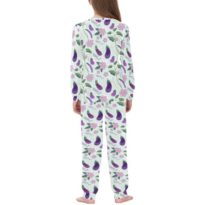 Eggplant Pattern Print Design 03 Kids' Boys' Girls' All Over Print Pajama Set