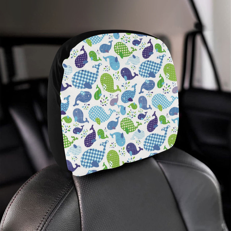 Whale Stripe Dot Pattern Car Headrest Cover