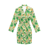 Pelican Pattern Print Design 05 Women's Long Sleeve Belted Night Robe