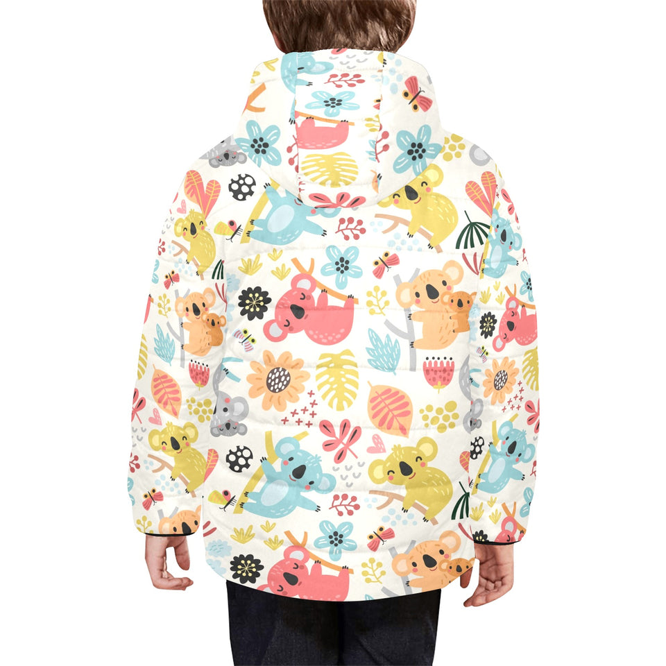 Cute Koala Pattern Kids' Boys' Girls' Padded Hooded Jacket