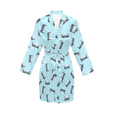 Piano Pattern Print Design 05 Women's Long Sleeve Belted Night Robe