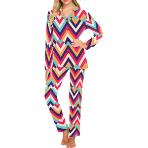 Zigzag Chevron Pattern Background Women's Long Pajama Set