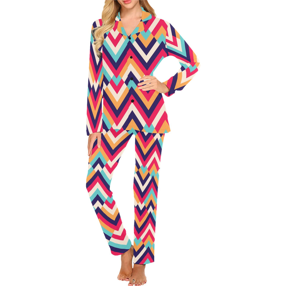 Zigzag Chevron Pattern Background Women's Long Pajama Set