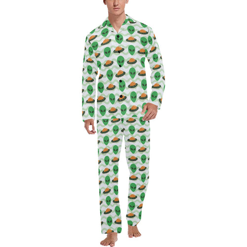 Alien Pattern Print Design 02 Men's Long Pajama Set