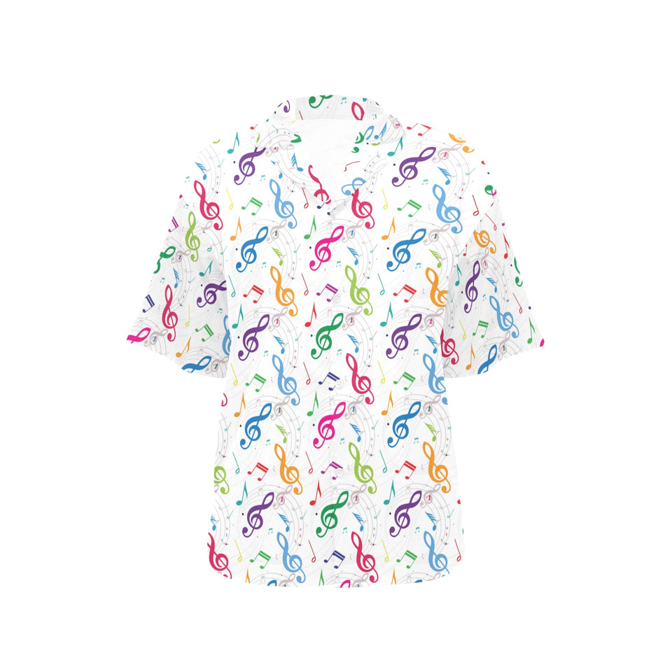 Music Notes Pattern Print Design 02 Women's All Over Print Hawaiian Shirt