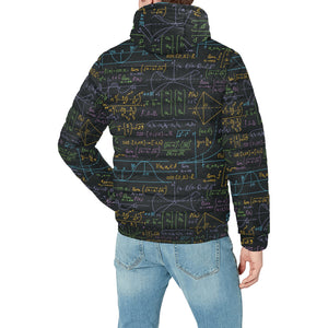 Math Pattern Print Design 01 Men's Padded Hooded Jacket(ModelH42)