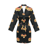 Sandwich Pattern Print Design 03 Women's Long Sleeve Belted Night Robe