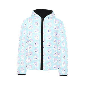 Yorkshire Terrier Pattern Print Design 01 Kids' Boys' Girls' Padded Hooded Jacket