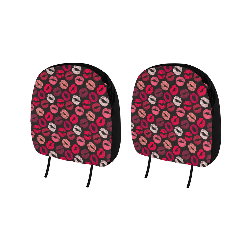 Lips Pattern Print Design 02 Car Headrest Cover