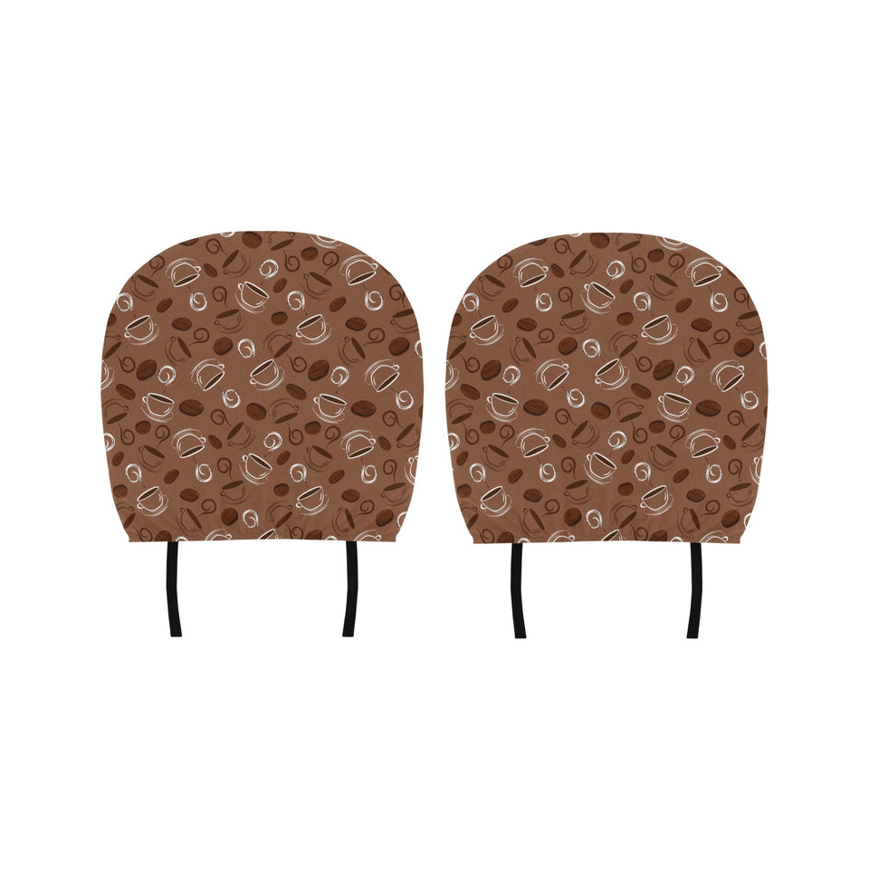 Coffee Cup and Coffe Bean Pattern Car Headrest Cover