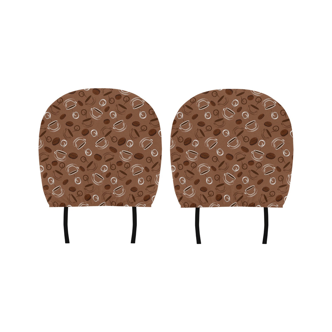 Coffee Cup and Coffe Bean Pattern Car Headrest Cover