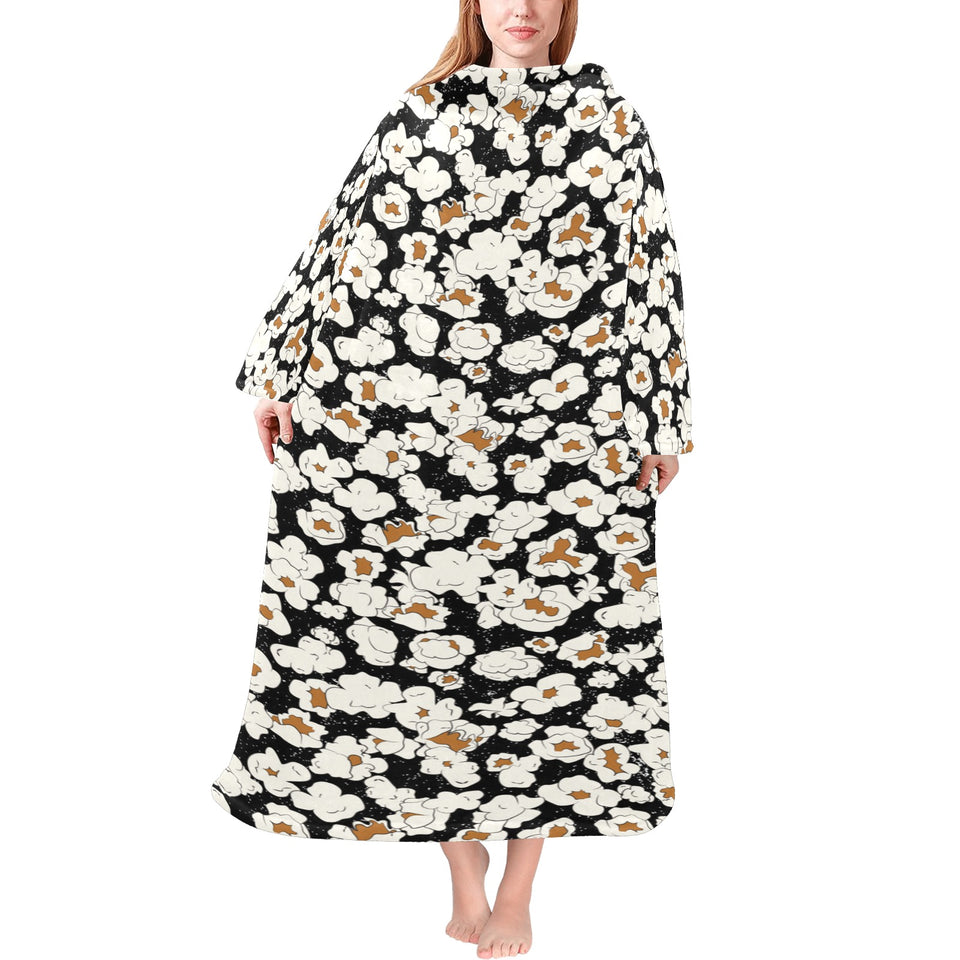 Popcorn Pattern Print Design 02 Blanket Robe with Sleeves