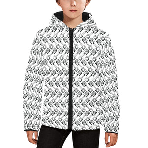 Engine Piston Pattern Print Design 03 Kids' Boys' Girls' Padded Hooded Jacket