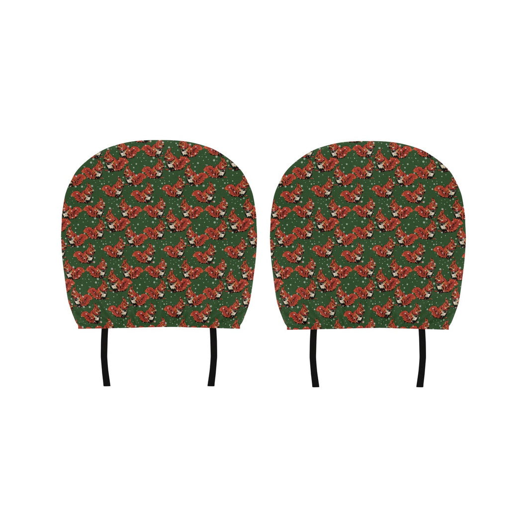 Squirrel Pattern Print Design 03 Car Headrest Cover