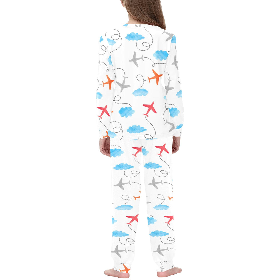 Airplane Cloud Pattern Kids' Boys' Girls' All Over Print Pajama Set