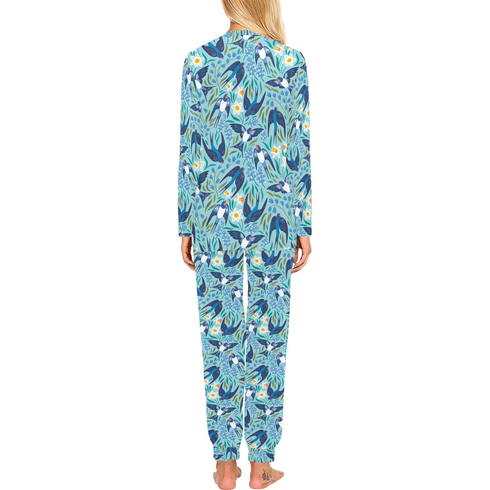 Swallow Pattern Print Design 05 Women's All Over Print Pajama Set