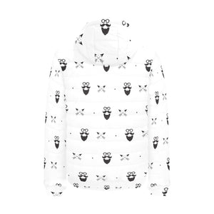 Mustache Beard Pattern Print Design 01 Men's Padded Hooded Jacket(ModelH42)