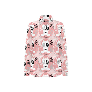 Bull Terrier Pattern Print Design 03 Women's Long Sleeve Polo Shirt