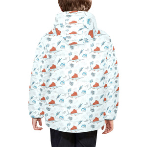 Swordfish Pattern Print Design 03 Kids' Boys' Girls' Padded Hooded Jacket