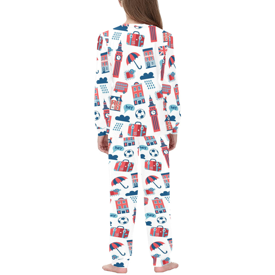 British Pattern Print Design 05 Kids' Boys' Girls' All Over Print Pajama Set