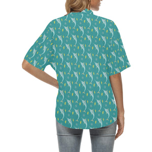 Swordfish Pattern Print Design 04 Women's All Over Print Hawaiian Shirt