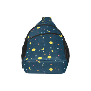 Moon Star Pattern All Over Print Chest Bag