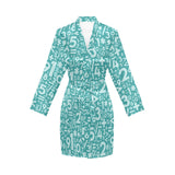 Math Pattern Print Design 05 Women's Long Sleeve Belted Night Robe