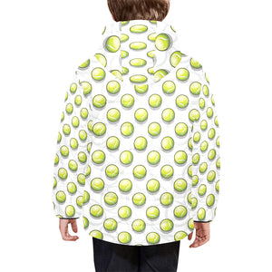 Tennis Pattern Print Design 05 Kids' Boys' Girls' Padded Hooded Jacket