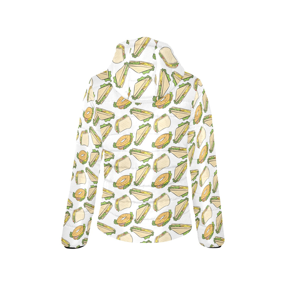 Sandwich Pattern Print Design 05 Women's Padded Hooded Jacket