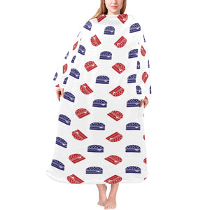 Hamburger Pattern Print Design 04 Blanket Robe with Sleeves