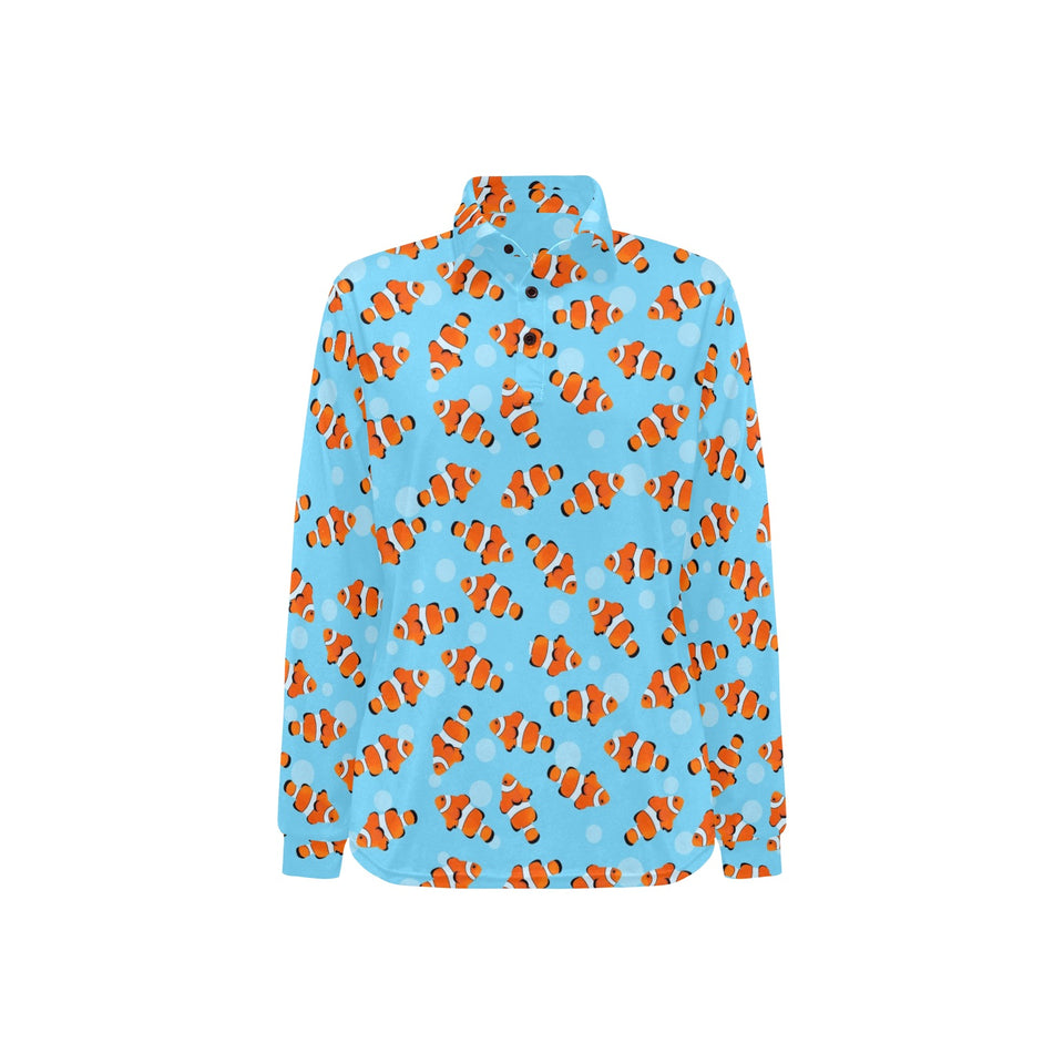 Clown Fish Pattern Print Design 05 Women's Long Sleeve Polo Shirt