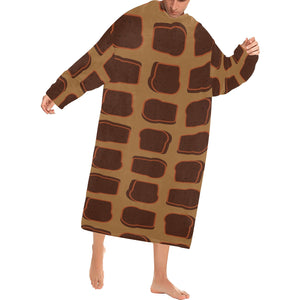 Bread Toast Pattern Print Design 04 Blanket Robe with Sleeves